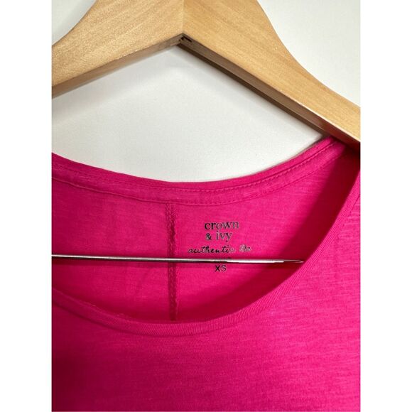 Crown & Ivy Shirt Womens Pink Short Sleeve Sequin Turtle Size XS NEW - Picture 8 of 8